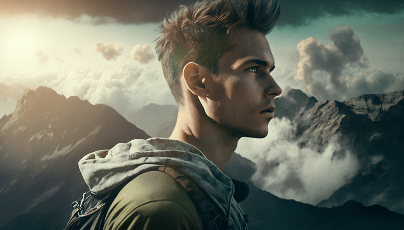 Young man on a mountain commited to climbing higher | Wellspring Counselling Inc.